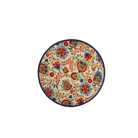 Homeroots 8 ft. Multi Color Round Mediterra Indoor & Outdoor Area Rug 384804